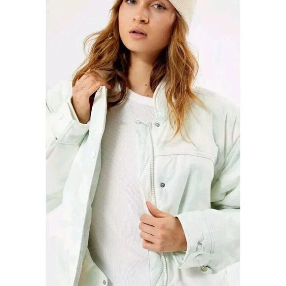 Free People Movement Bunny Slope Printed Puffer Ski Jacket Size XS Mountain Mist - Picture 3 of 6